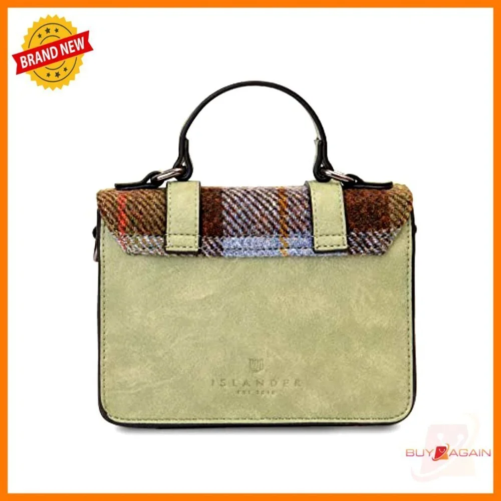 Mini Harris Tweed Satchel Shoulder Bag Vegan Leather Adjustable Strap